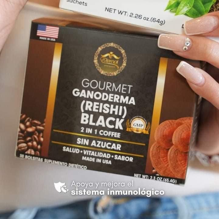 Café instantáneo con hongos Ganoderma Reishi Coffee Mix 2 en 1 – SIN AZÚCAR AGREGADO – Paquete de 30