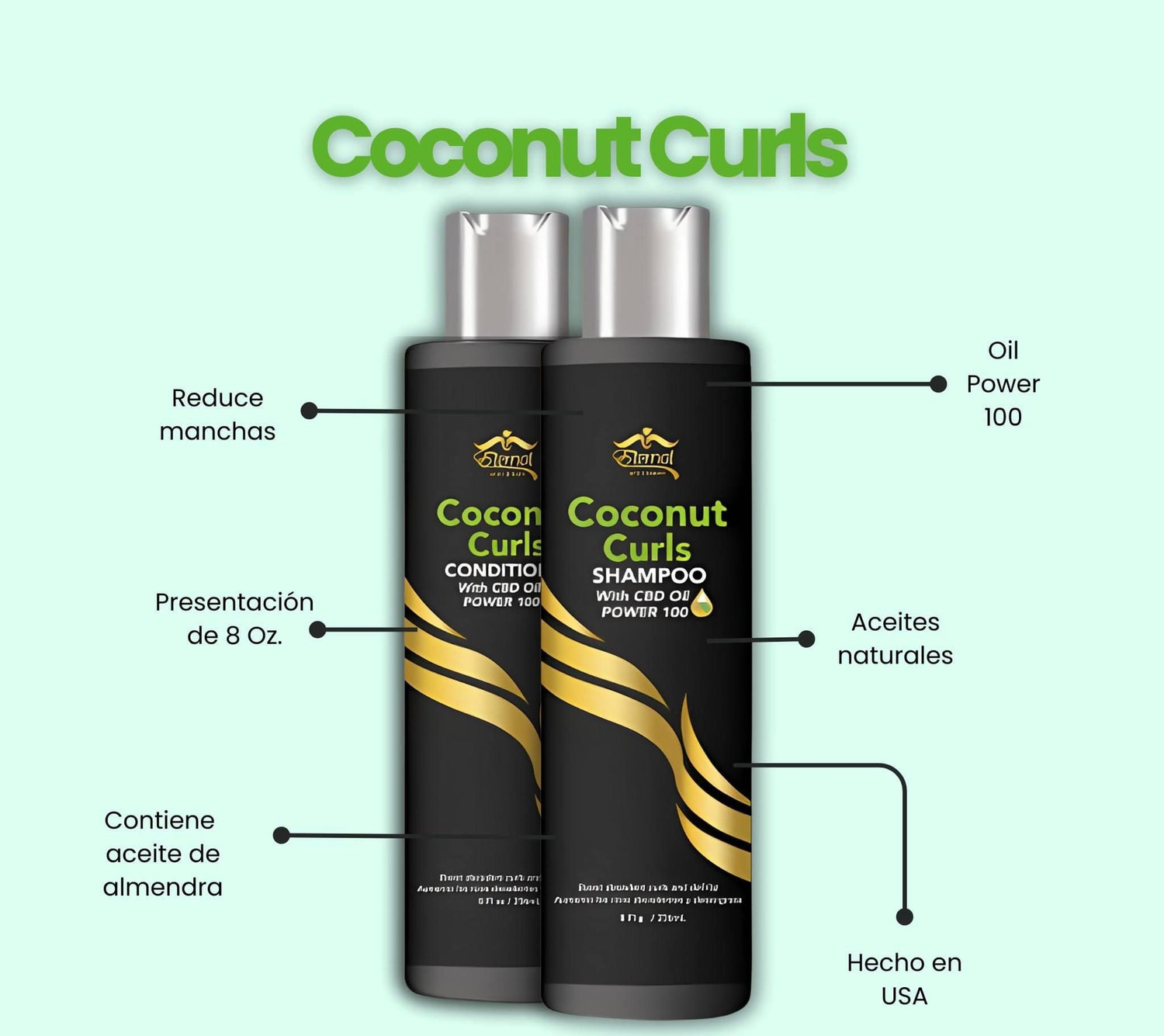 Set de champú y acondicionador Coconut Curls: 8 onzas líquidas por botella