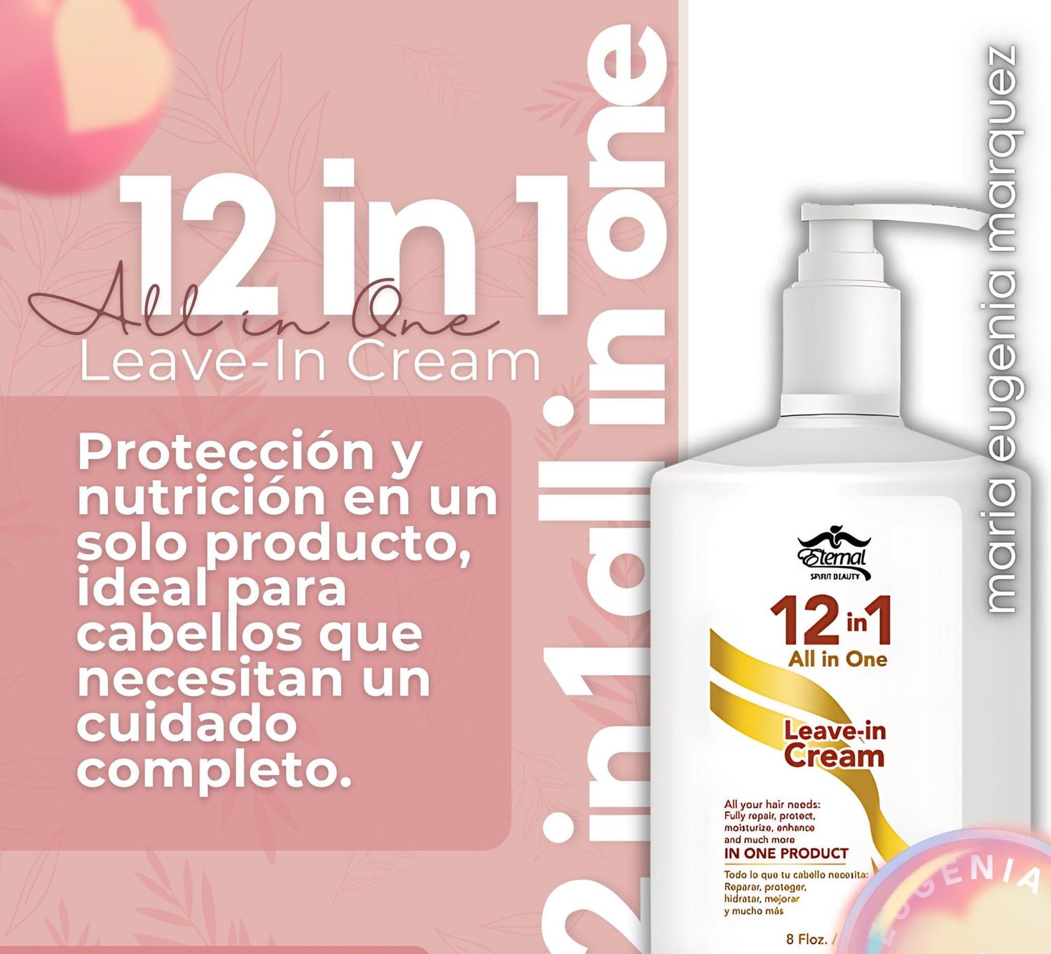 Crema sin enjuague todo en uno 12 en 1, 8 oz