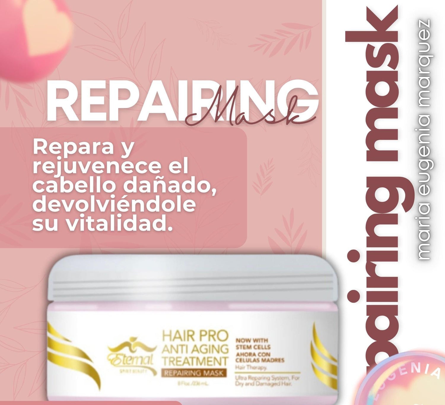 Mascarilla reparadora antienvejecimiento Hair Pro de 8 oz