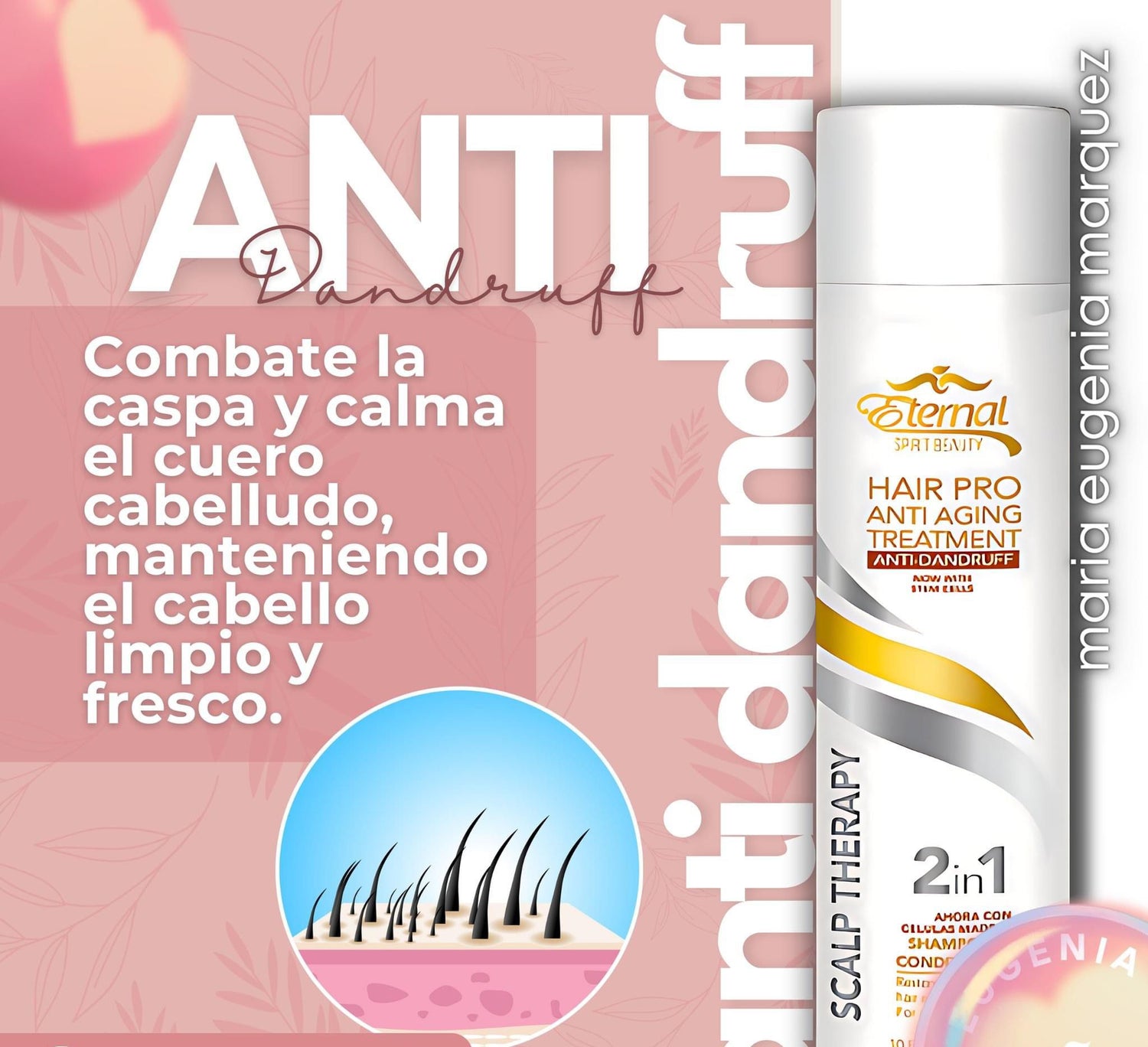 Tratamiento anticaspa y antienvejecimiento Hair Pro: champú y acondicionador 2 en 1