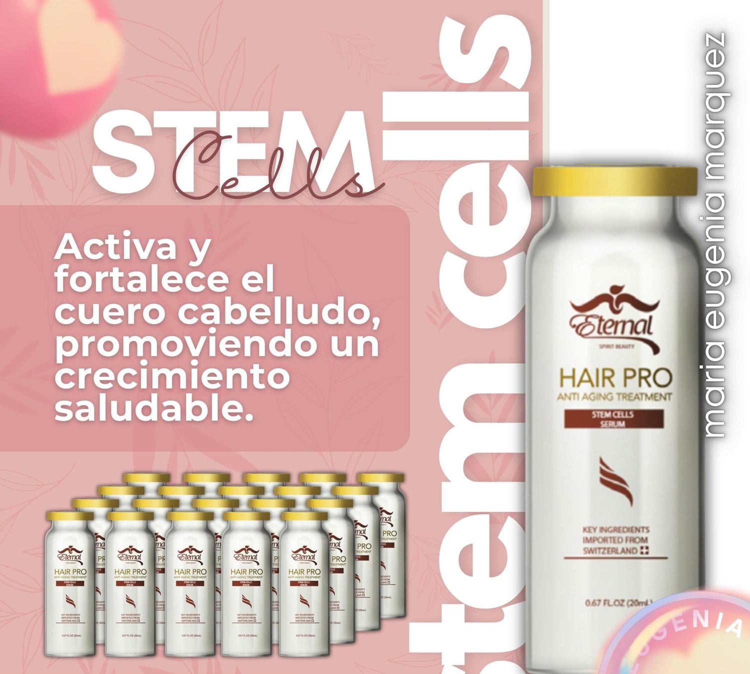 Tratamiento antienvejecimiento Hair Pro con suero de células madre de 0,67 oz