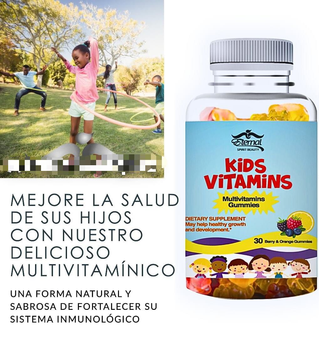 Gomitas multivitamínicas para niños - Eternal Spirit Beauty - 30 gomitas de frutos rojos y naranja